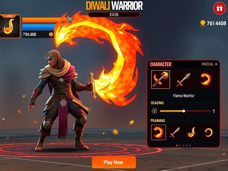 Flame Warrior character customization screen